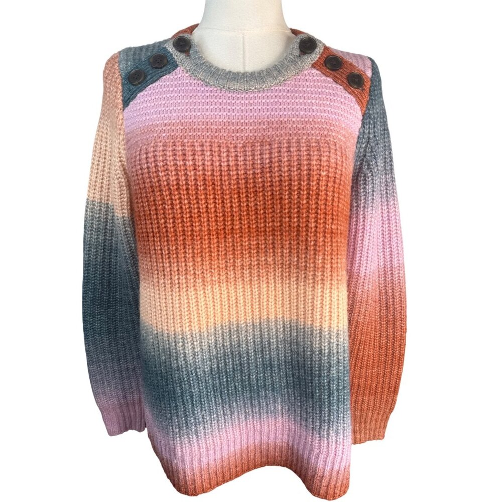 Madewell S Multicolor Gradient Sweater With Button Accents Acrylic Wool